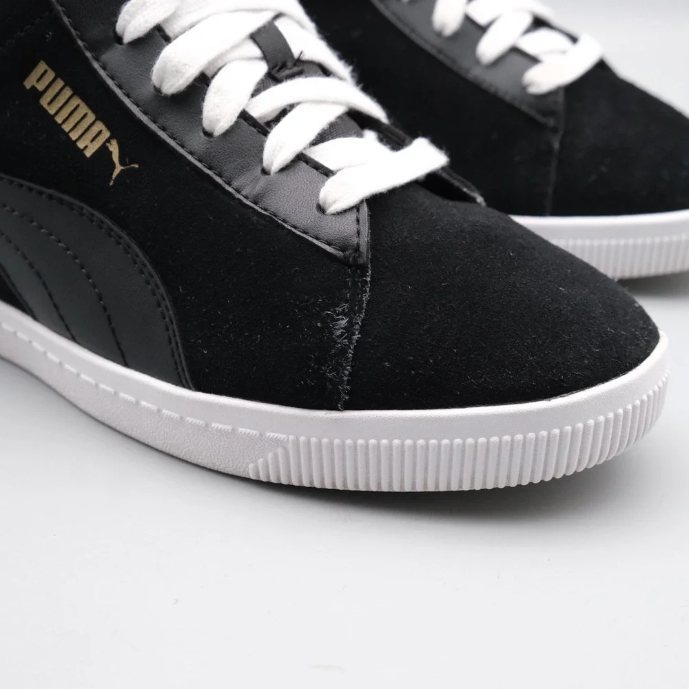 Puma Vikky Wedge Women Black Suede Hidden Heel Streetwear 8 356049 01